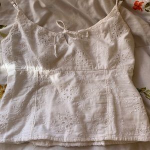 White lace self tie cami top